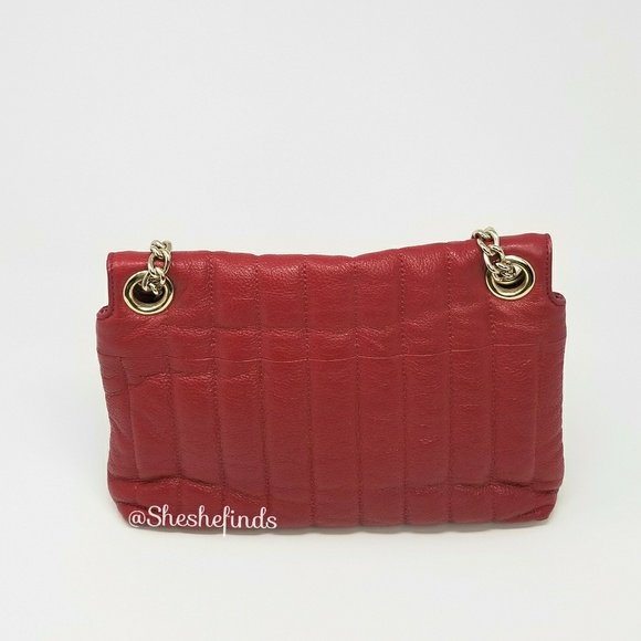 ๐ RED QUILTED LEATHER SHOULDER /CROSSBODY HANDBAG - BY KATE SPADE - Picture 3 of 8